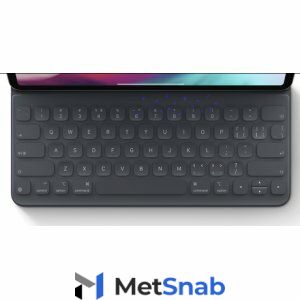 съемная клавиатура/док-станция/база Apple Smart Keyboard Folio (MXNL2) для планшета Apple iPad Pro 12.9 (2020) черного цвета + наклейки на русские клавиши