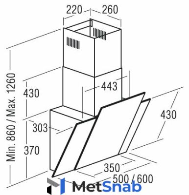 Каминная вытяжка CATA Podium 600 ABK