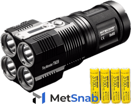 Комплект мощного фонаря Nitecore TM28 KIT с высокотоковыми аккумуляторами IMR