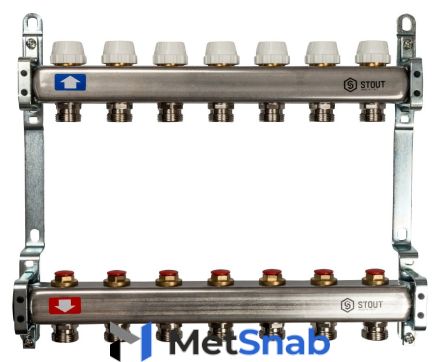 Коллектор STOUT из нержавеющей стали без расходомеров 7 выходов SMS 0922 000007