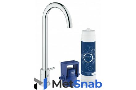Комплект с вентилем для фильтрованной воды для кухни GROHE Blue (без смешивания) с набором для подключения, хром (31301001)