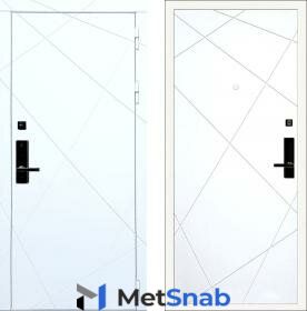 Дверь входная (стальная, металлическая) Баяр 1 ФЛ-291 Белый с биометрическим замком (электронный, отпирание по отпечатку пальца)
