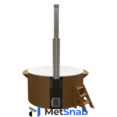 Купель круглая PolarSpa Элит KFE220S Термоясень, интегрированная дровяная печь