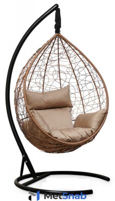 Подвесное кресло LAURA SEVILLA горячий шоколад + бежевая подушка