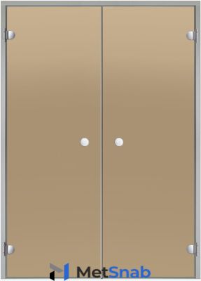 Дверь для турецкой парной Harvia 15х21 (двойная, бронза, коробка алюминий)